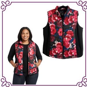 LIVI Active by Lane Bryant Floral Puffer Vest Size 22/24